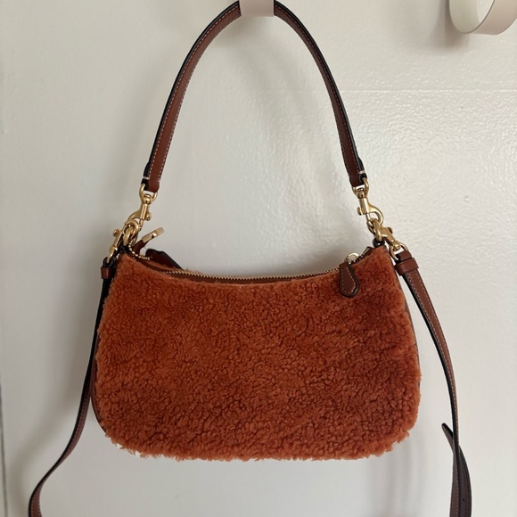 Coach Tan Shearling Shoulder Bag - Picture 4 of 7
